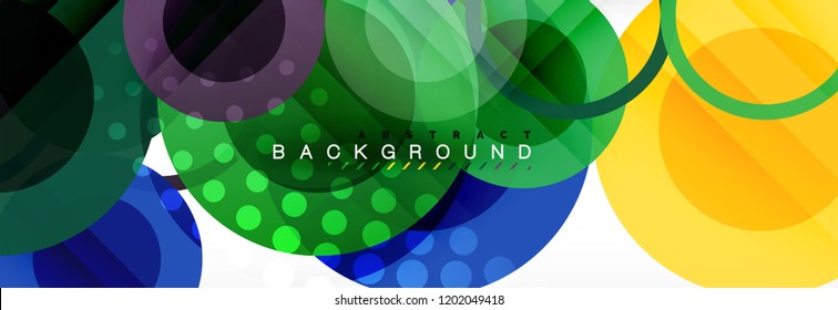 Composición geométrica coloreada abstracta - fondo de círculo multicolor, ilustración vectorial