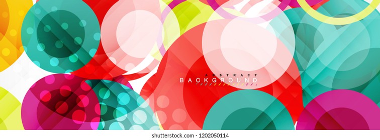Composición geométrica coloreada abstracta - fondo de círculo multicolor, ilustración vectorial