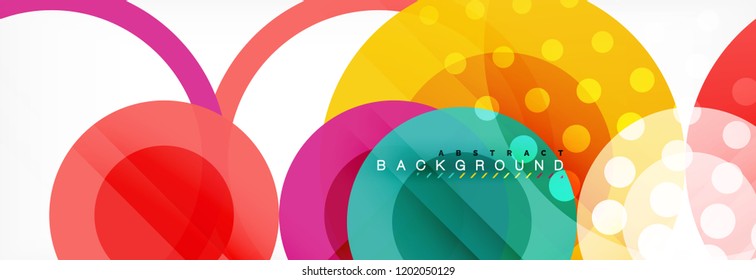 Composición geométrica coloreada abstracta - fondo de círculo multicolor, ilustración vectorial