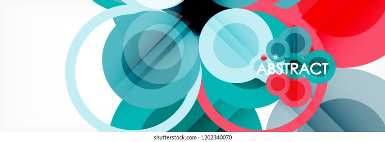 Composición geométrica coloreada abstracta - fondo de círculo multicolor, ilustración vectorial
