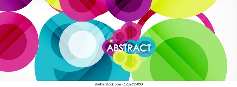 Composición geométrica coloreada abstracta - fondo de círculo multicolor, ilustración vectorial
