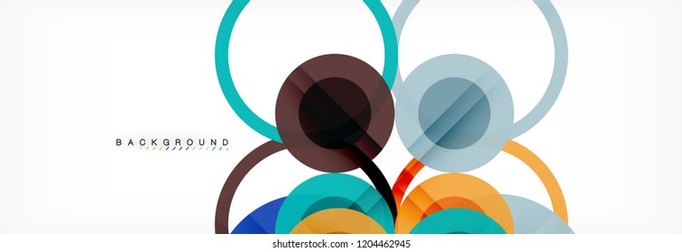 Composición geométrica coloreada abstracta - fondo de círculo multicolor, ilustración vectorial