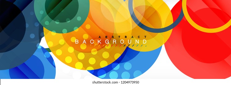 Composición geométrica coloreada abstracta - fondo de círculo multicolor, ilustración vectorial