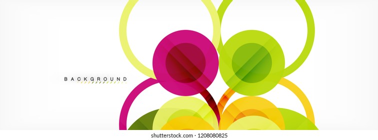 Composición geométrica coloreada abstracta - fondo de círculo multicolor, ilustración vectorial