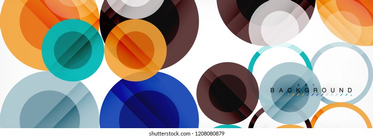Composición geométrica coloreada abstracta - fondo de círculo multicolor, ilustración vectorial
