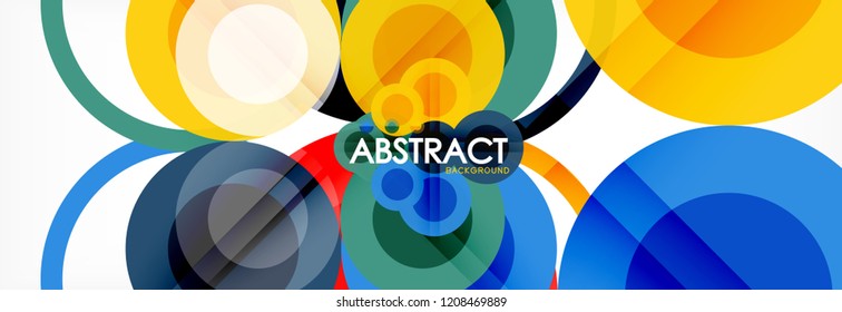 Abstract colorful geometric composition - multicolored circle background, vector illustration