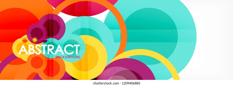 Abstract colorful geometric composition - multicolored circle background, vector illustration
