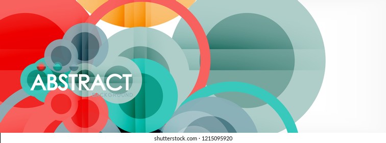 Composición geométrica coloreada abstracta - fondo de círculo multicolor, ilustración vectorial