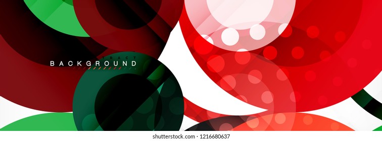 Composición geométrica coloreada abstracta - fondo de círculo multicolor, ilustración vectorial