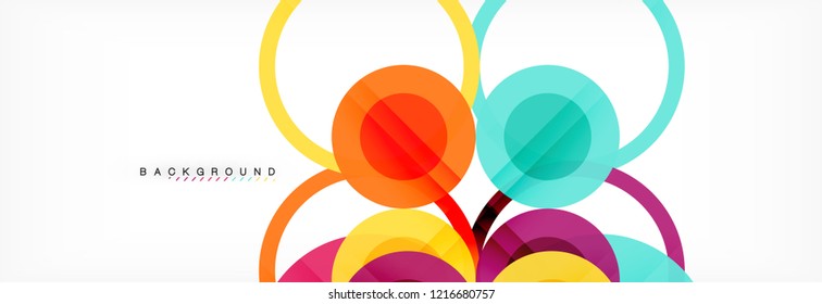 Composición geométrica coloreada abstracta - fondo de círculo multicolor, ilustración vectorial