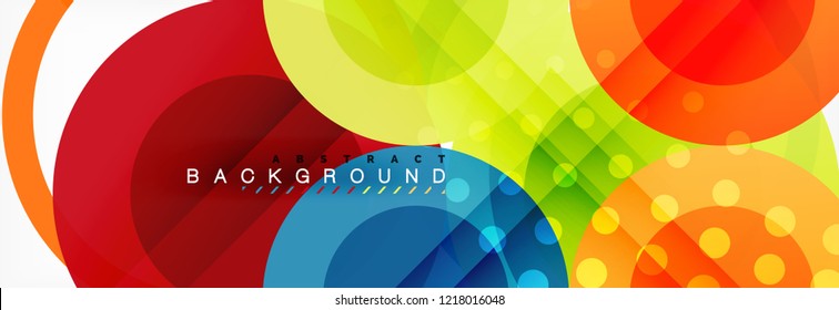 Composición geométrica coloreada abstracta - fondo de círculo multicolor, ilustración vectorial