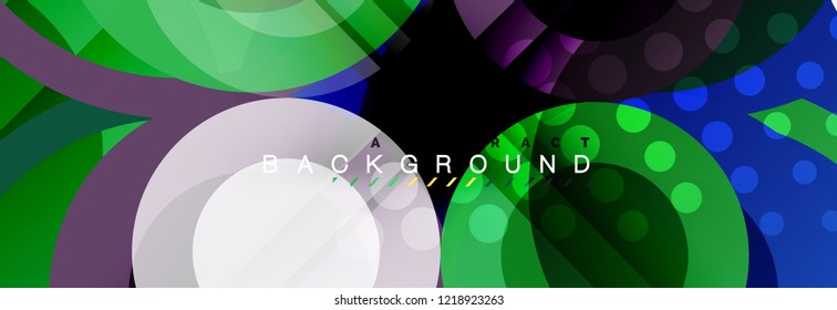 Composición geométrica coloreada abstracta - fondo de círculo multicolor, ilustración vectorial