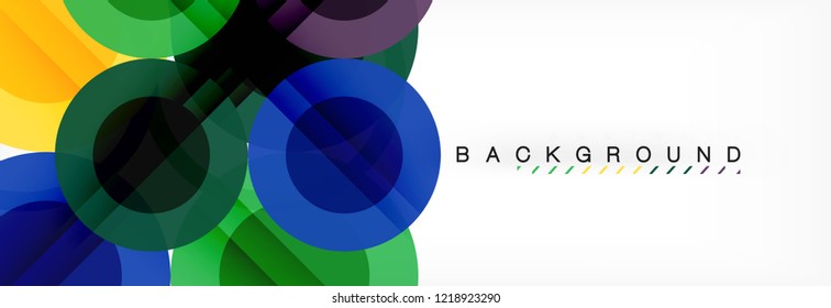 Composición geométrica coloreada abstracta - fondo de círculo multicolor, ilustración vectorial