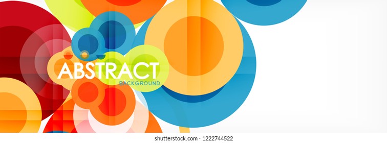 Composición geométrica coloreada abstracta - fondo de círculo multicolor, ilustración vectorial