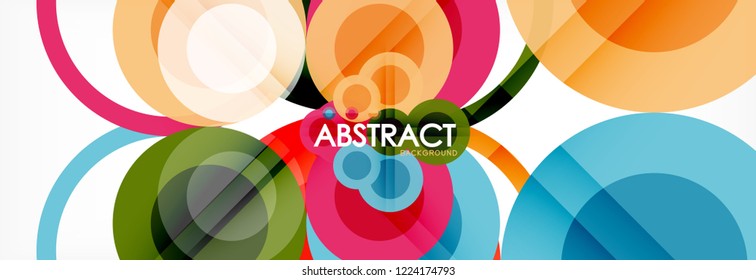 Abstract colorful geometric composition - multicolored circle background, vector illustration