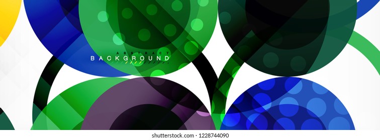 Composición geométrica coloreada abstracta - fondo de círculo multicolor, ilustración vectorial