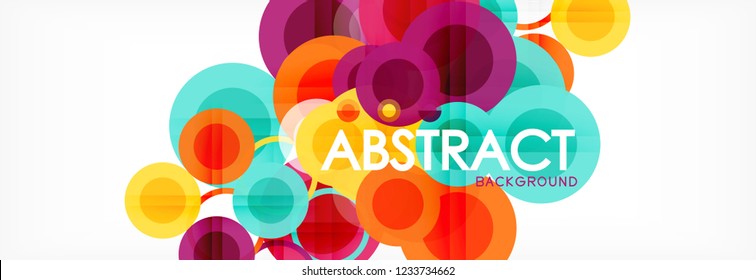 Composición geométrica coloreada abstracta - fondo de círculo multicolor, ilustración vectorial