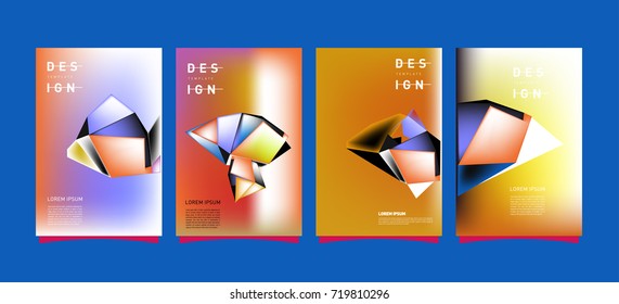 Abstract colorful geometric cover and poster template. Set of typography layout design composition for event and publication.
