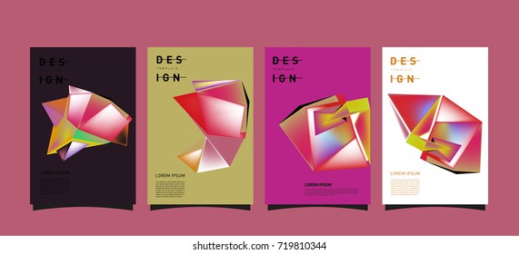 Abstract colorful geometric cover and poster template. Set of typography layout design composition for event and publication.