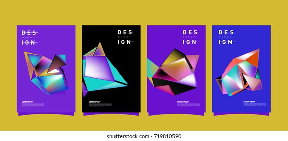 Abstract colorful geometric cover and poster template. Set of typography layout design composition for event and publication.
