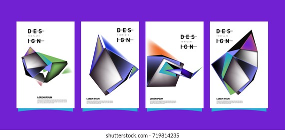 Abstract colorful geometric cover and poster template. Set of typography layout design composition for event and publication.