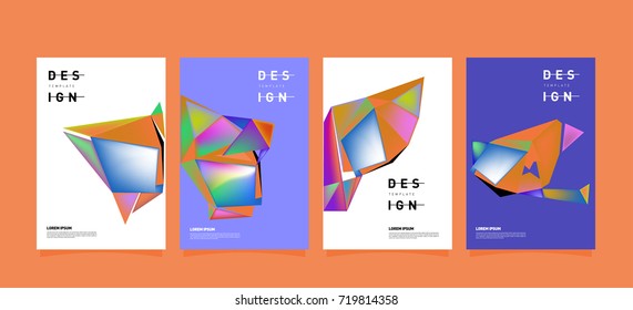 Abstract colorful geometric cover and poster template. Set of typography layout design composition for event and publication.