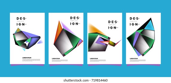 Abstract colorful geometric cover and poster template. Set of typography layout design composition for event and publication.