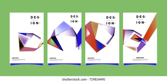 Abstract colorful geometric cover and poster template. Set of typography layout design composition for event and publication.