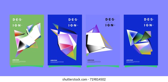 Abstract colorful geometric cover and poster template. Set of typography layout design composition for event and publication.