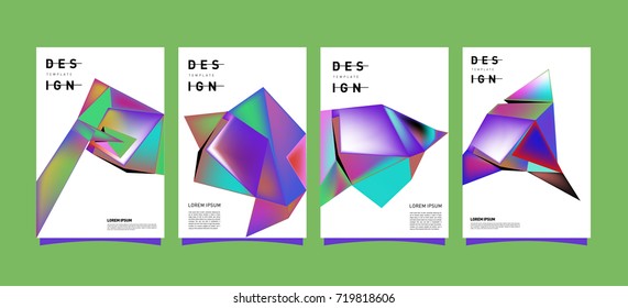 Abstract colorful geometric cover and poster template. Set of typography layout design composition for event and publication.