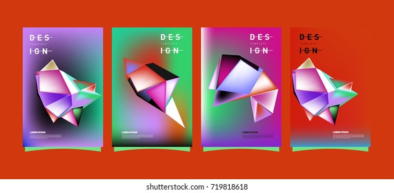 Abstract colorful geometric cover and poster template. Set of typography layout design composition for event and publication.