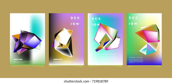 Abstract colorful geometric cover and poster template. Set of typography layout design composition for event and publication.