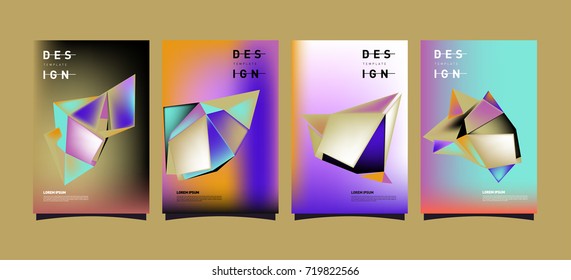 Abstract colorful geometric cover and poster template. Set of typography layout design composition for event and publication.