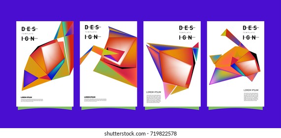 Abstract colorful geometric cover and poster template. Set of typography layout design composition for event and publication.