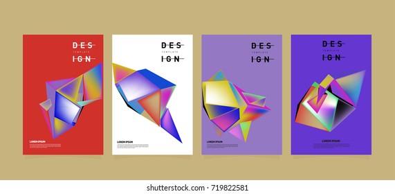 Abstract colorful geometric cover and poster template. Set of typography layout design composition for event and publication.