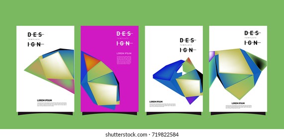Abstract colorful geometric cover and poster template. Set of typography layout design composition for event and publication.