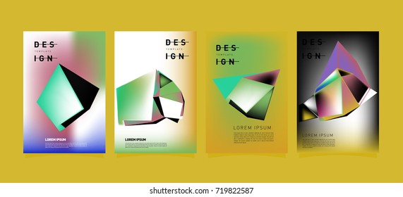 Abstract colorful geometric cover and poster template. Set of typography layout design composition for event and publication.