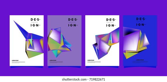 Abstract colorful geometric cover and poster template. Set of typography layout design composition for event and publication.