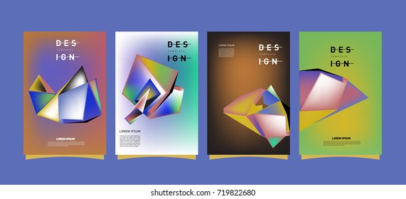 Abstract colorful geometric cover and poster template. Set of typography layout design composition for event and publication.