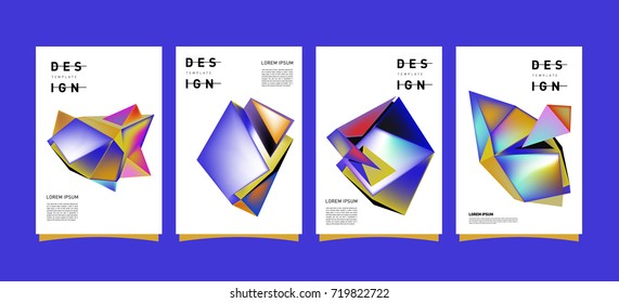 Abstract colorful geometric cover and poster template. Set of typography layout design composition for event and publication.