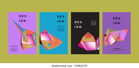 Abstract colorful geometric cover and poster template. Set of typography layout design composition for event and publication.