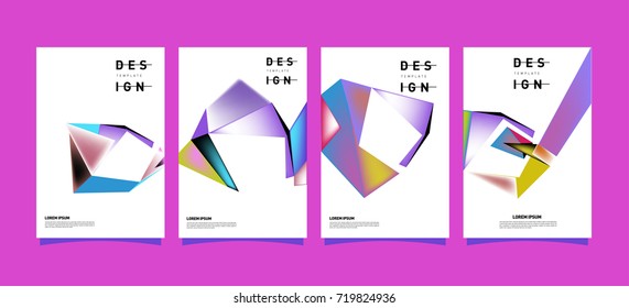 Abstract colorful geometric cover and poster template. Set of typography layout design composition for event and publication.