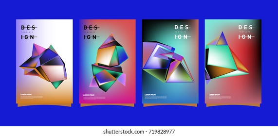 Abstract colorful geometric cover and poster template. Set of typography layout design composition for event and publication.