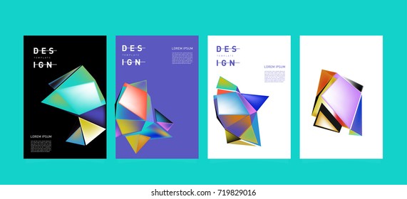 Abstract colorful geometric cover and poster template. Set of typography layout design composition for event and publication.