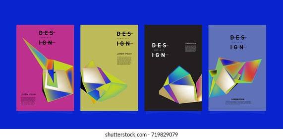 Abstract colorful geometric cover and poster template. Set of typography layout design composition for event and publication.