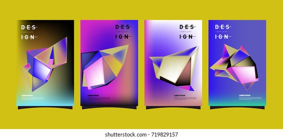 Abstract colorful geometric cover and poster template. Set of typography layout design composition for event and publication.