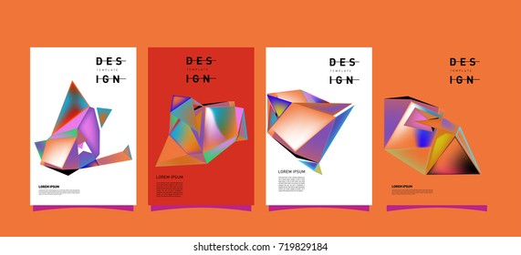 Abstract colorful geometric cover and poster template. Set of typography layout design composition for event and publication.