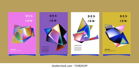 Abstract colorful geometric cover and poster template. Set of typography layout design composition for event and publication.