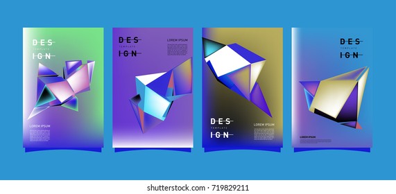Abstract colorful geometric cover and poster template. Set of typography layout design composition for event and publication.