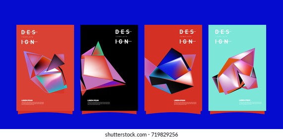 Abstract colorful geometric cover and poster template. Set of typography layout design composition for event and publication.